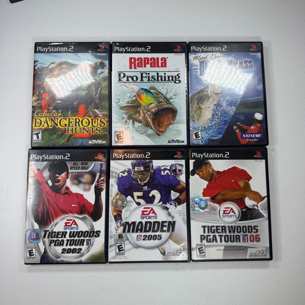 Sony PlayStation 2 Sports Outdoor Game Lot 6 Games PS2 NTSC Good Cabela Madden